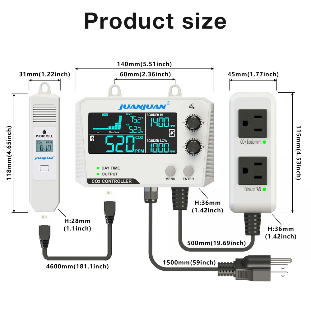 Smart CO2 Controller EU/US Plug For Greenhouse Hydroponic