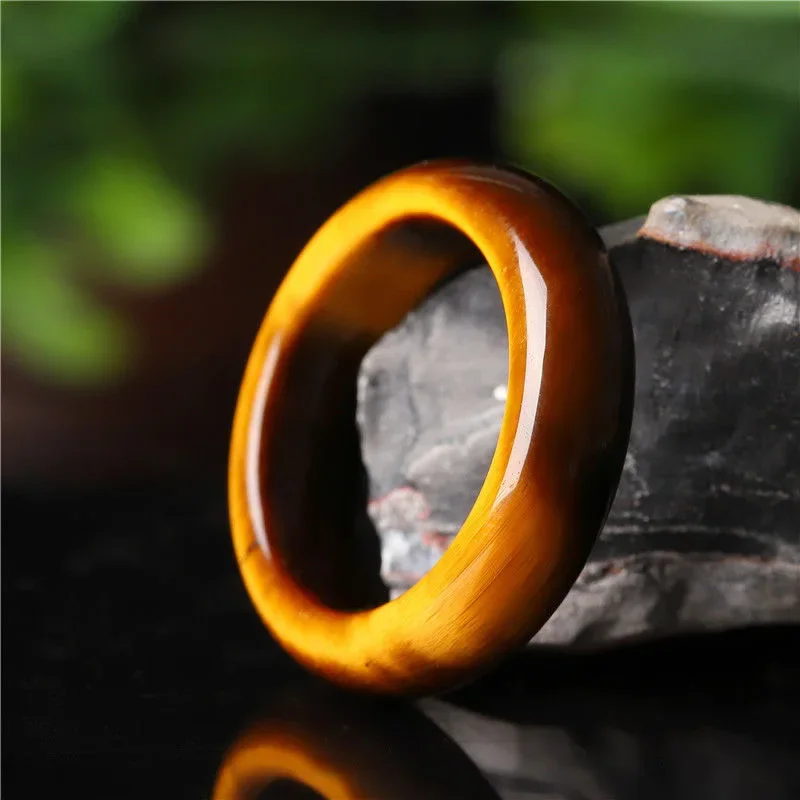 Natural  Tiger Eye Stone 8-12 Size Ring Chinese Jadeite Amulet Fashion Charm Jewelry Hand Carved Crafts Gifts for Women Men