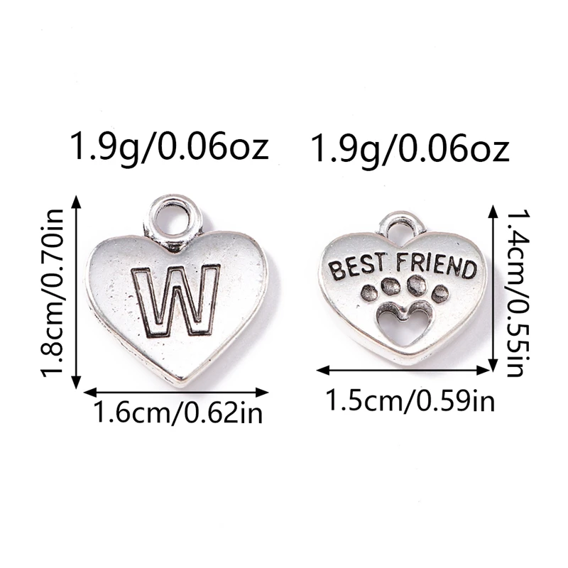 10 Stück süße Legierung Buchstaben Liebe Herz Charms Anhänger für Schmuckherstellung Tropfen Ohrringe Halsketten Armbänder DIY Handwerk Zubehör – Detail 1