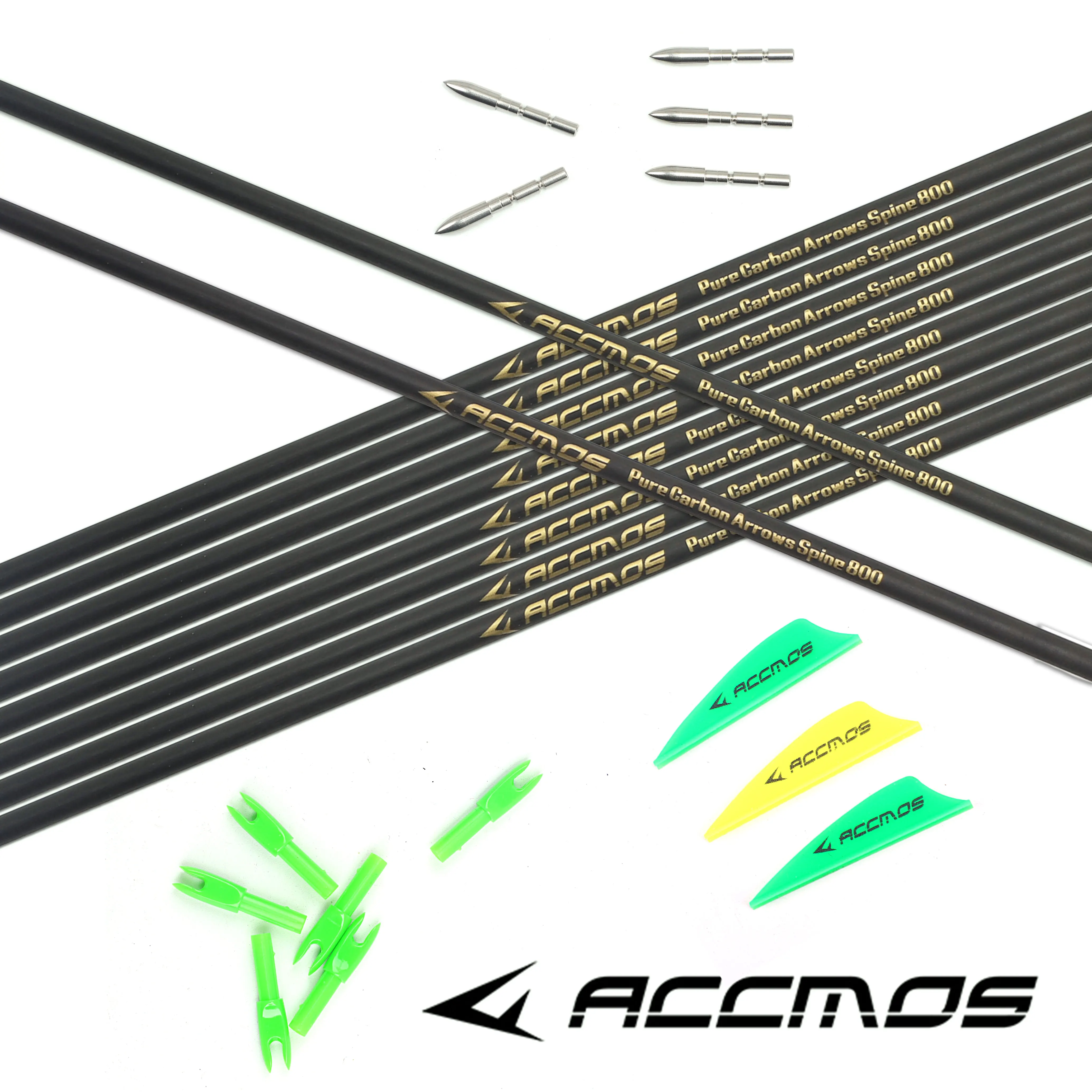 ACCMOS ID 4.2mm Carbon Arrow 30-32inch Spine 350-1000 for Compound Recurve Bow Archery Shooting 12pcs archery arrows