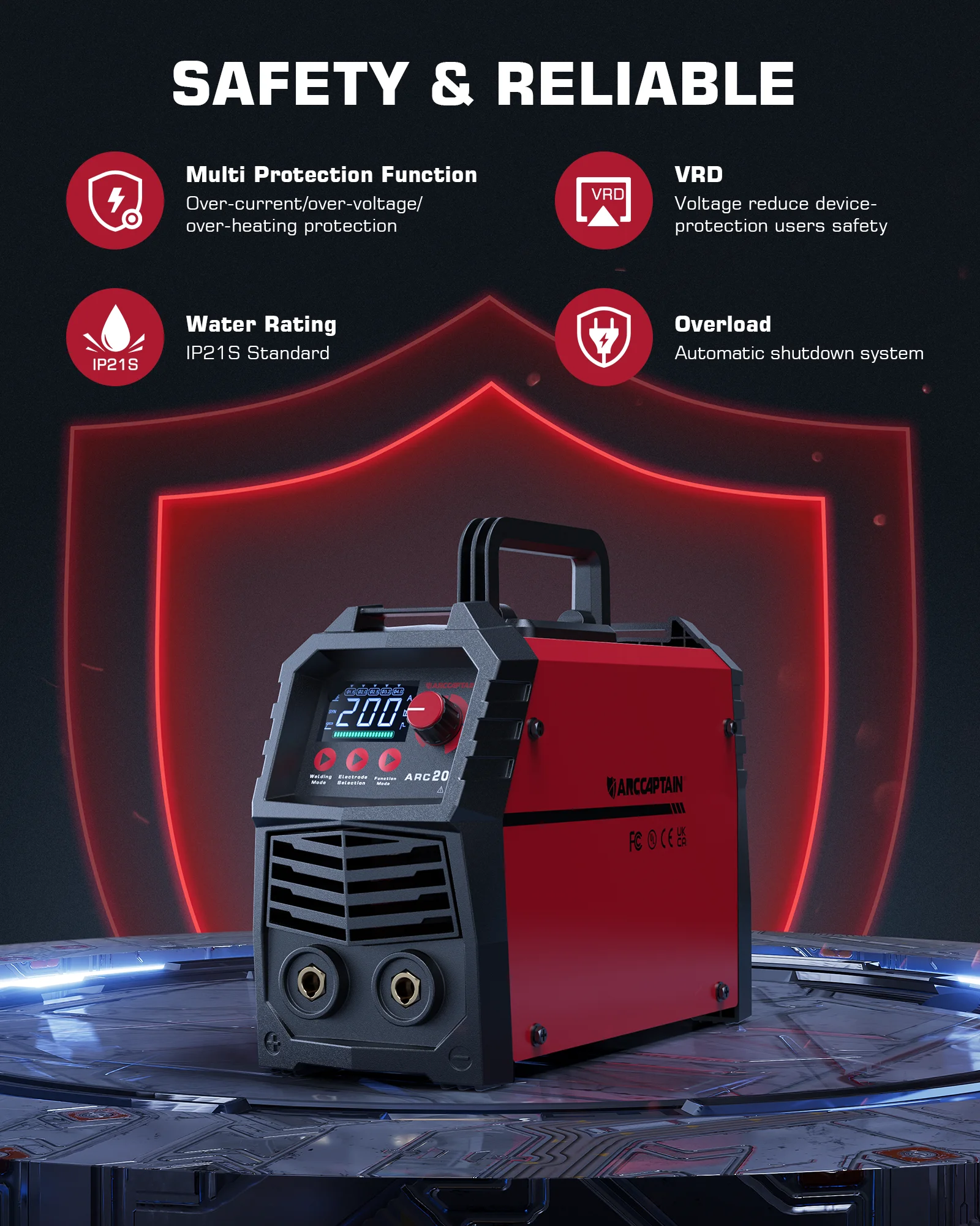 ARCCAPTAIN Portable ARC200 200A MMA Arc Welder Inverter Dual 110V 220V Automatic Industrial-Grade For Household Welding Machine 4