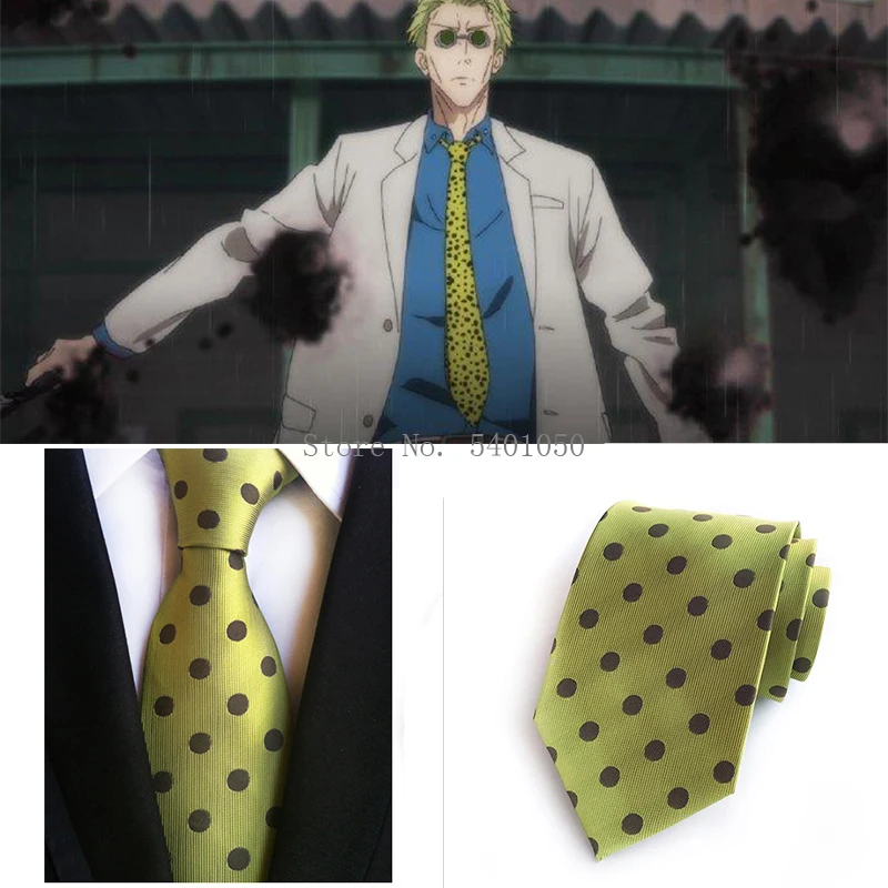 

Jujutsu Kaisen Kento Nanami Neck Tie Cosplay Costumes Yellow dot Tie Men's Fashion Professional Necktie