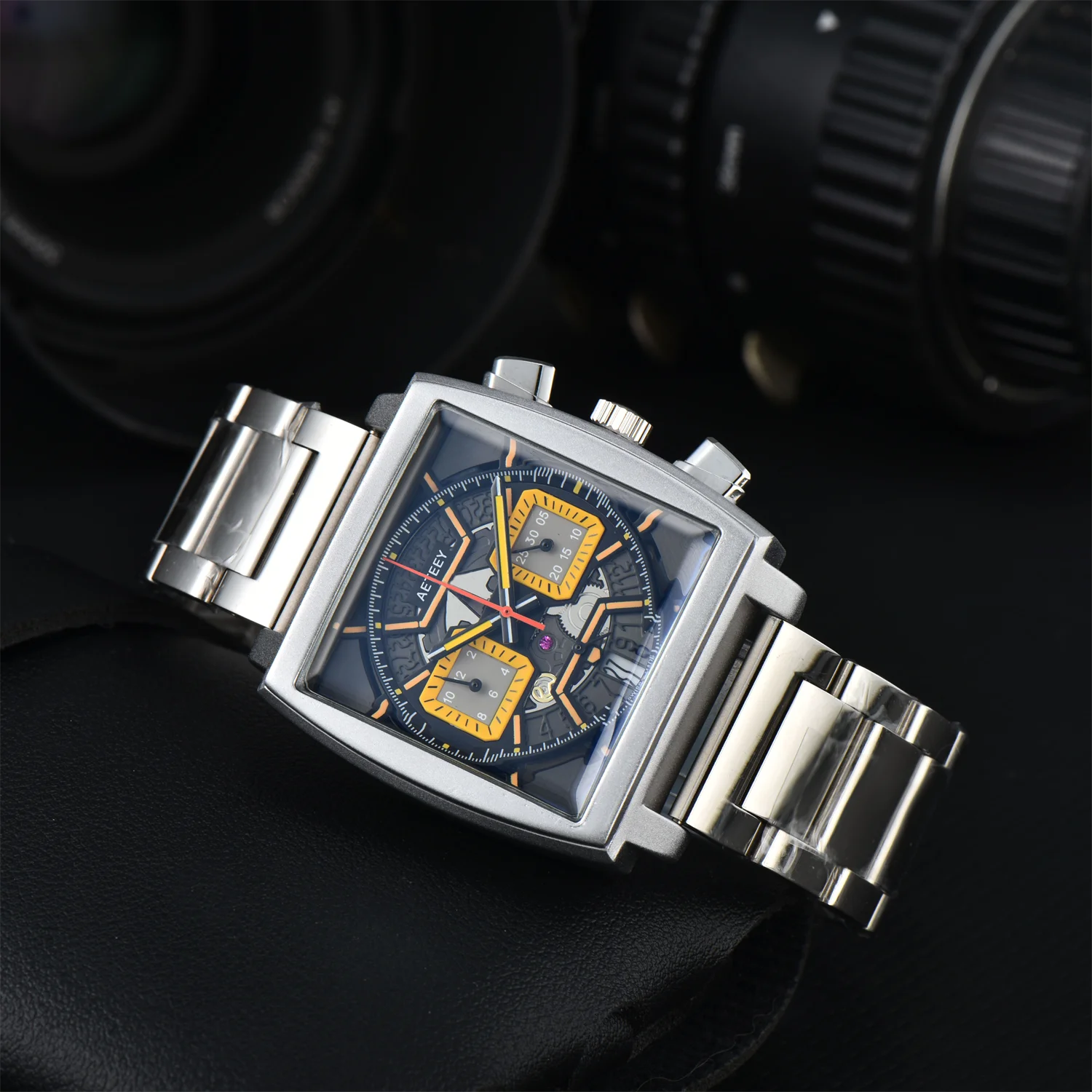 Top Monaco Style Custome Brand Luxury Men Watches Multifunction Classic Square CARRERA Chronograph Automatic Date AAA Male Clock
