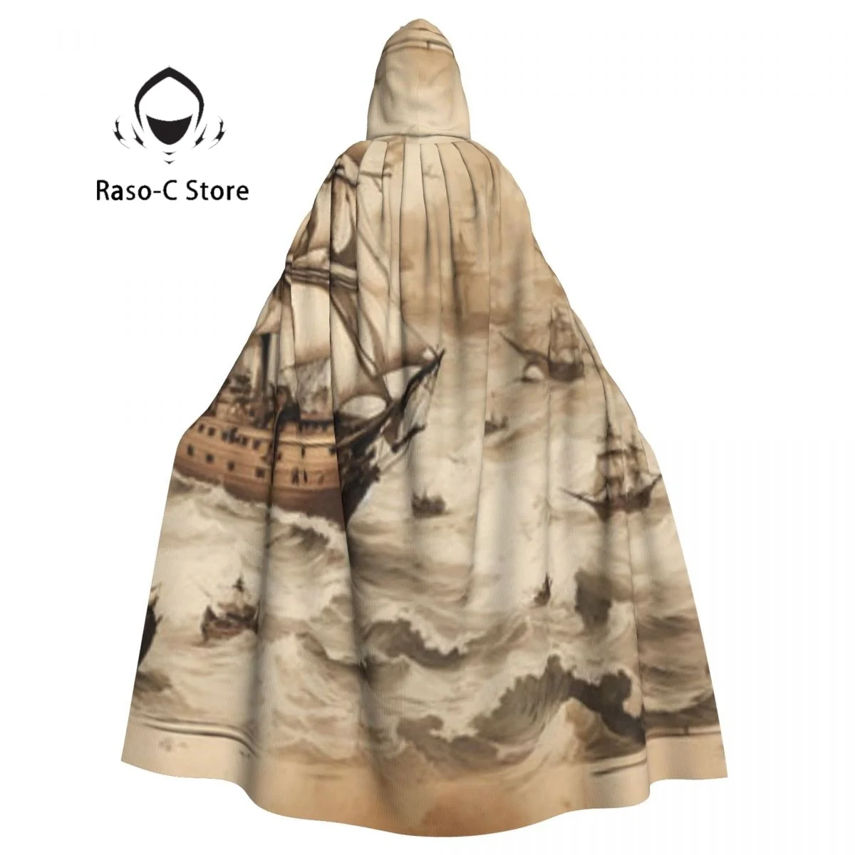 

Hooded Cloak Unisex Cloak with Hood Sailing Ships Ancient Cloak Vampire Witch Cape Cosplay Costume