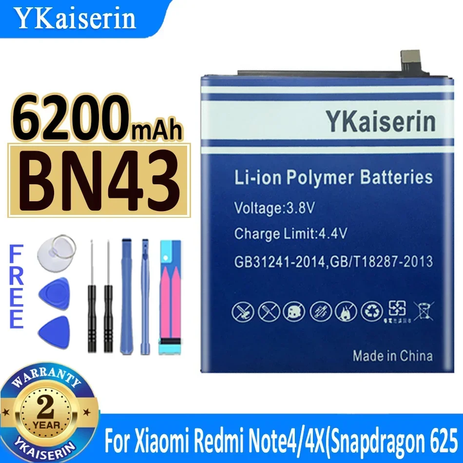 

Аккумулятор ykaisin BN41 BN43 для Redmi Note 4X Note4X/Note 4 Note4 Global Snapdragon 625 /Note 4 MTK Helio X20 Note 4X Pro 4G + 64G
