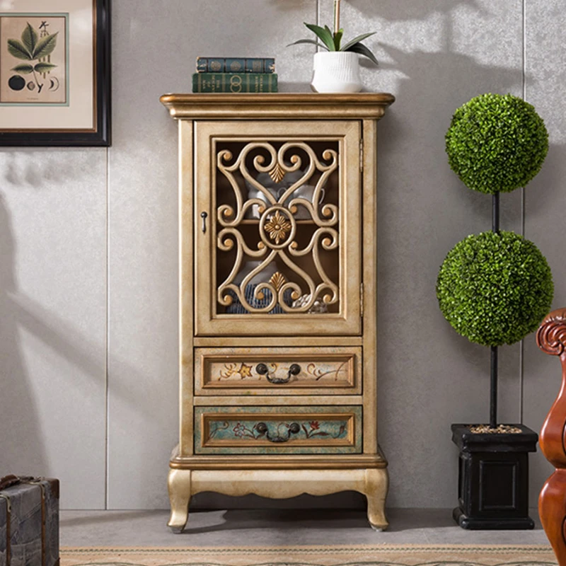 

American-Style Retro Solid Wood Storage Cabinet European-Style Combination Furniture Wall Decoration Storage Cabinet