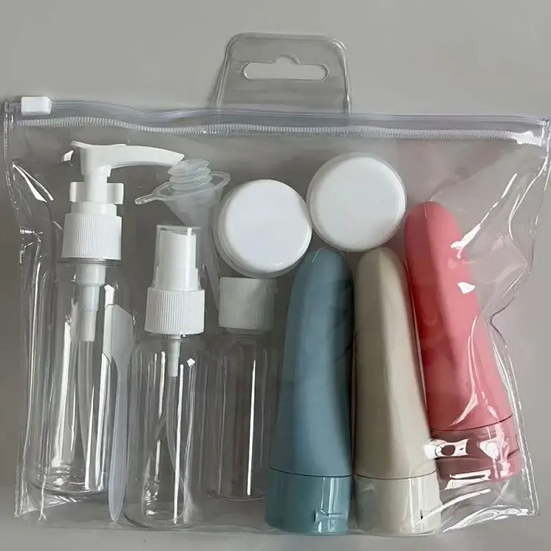 Travel Bottles Set 11pcs Storage Bag Travel Size Empty Liquid Cream Lotion Containers Fine Mist Spray Bottle Squeeze Tubes