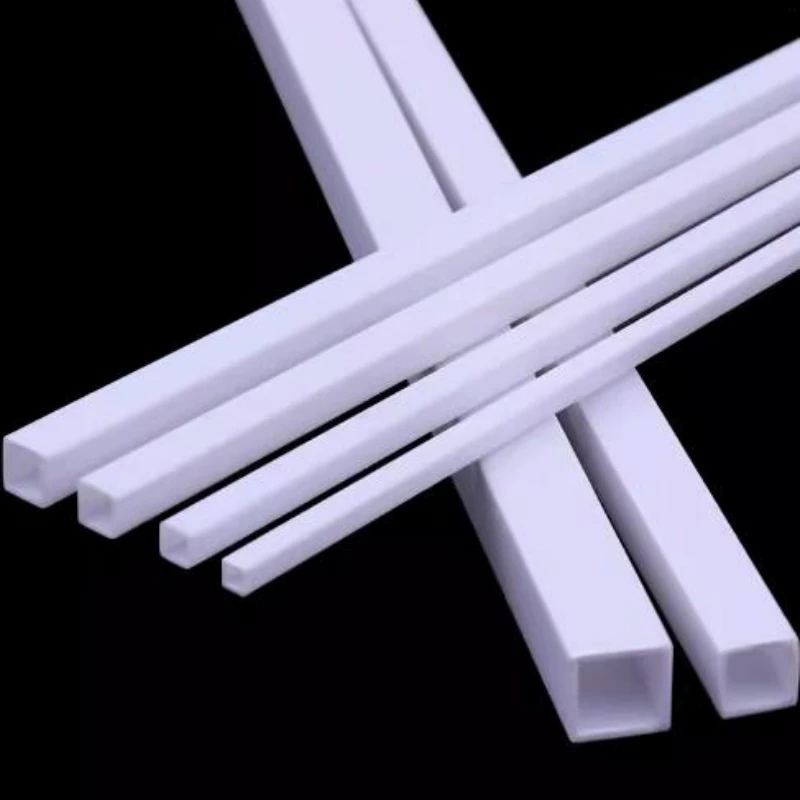 Plastic Tube 5/10pcs White ABS Square Plastic Pipe Tube Hollow Pipe for DIY Architecture and Building OD 2/3/4/5/6/8/10mm X Length 500mm