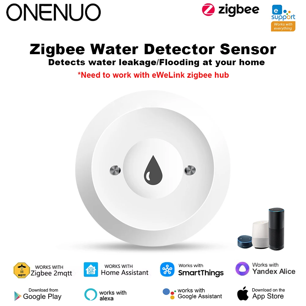 Haozee Zigbee Water Sensor Flood Leak Detector App Remote Monitoring for Kitchen