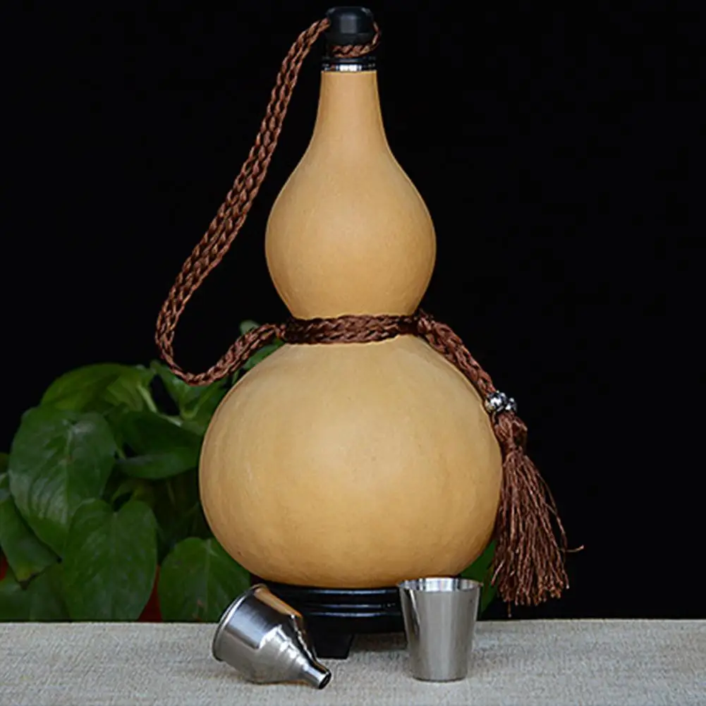 Natural Dried Gourd Water Bottle Gourds Crafts Calabash Ornament Decor With Lid Drinks Holder Desk Decor Christmas Gift water bottle