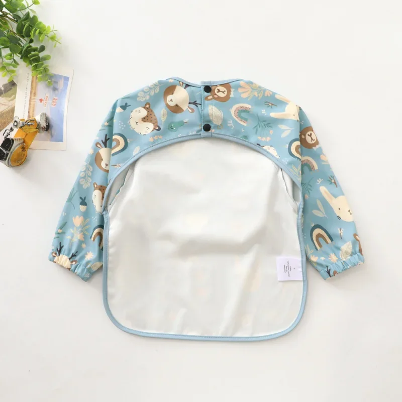Feeding Bib Baby Bib Long Sleeved Children's Smocked Clothing Crumb Catcher Unisex Toddler Waterproof Smock Apron with Pocket