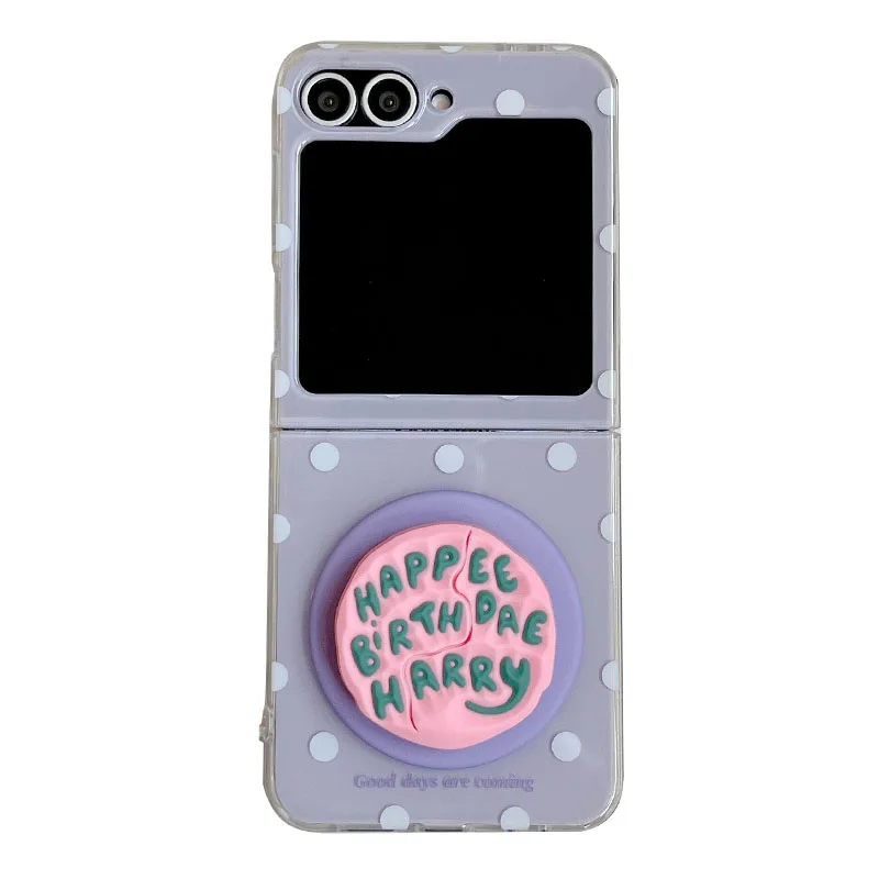 Korean Purple Polka Dot Magnetic Phone Case with Magsafe Stand and Chain