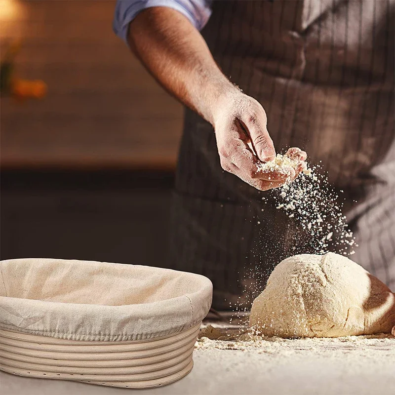 Bread Fermentation Basket Round Oval Long Banneton Rattan Bread Dough Proofing Basket Linen Liner Cloth