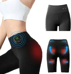 High Waist Shorts Yoga Pants with EMS Muscle Stimulator Rechargeable Buttock Ultimate EMS Stimulator for Women 8 Modes 19Levels
