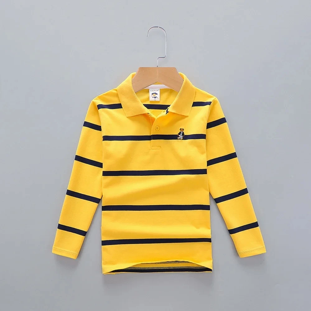 Spring Teen POLO Shirts Children' Clothing Striped Cotton Long