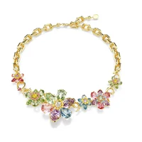 Ensemble de bijoux de luxe, nouvelle série plante, Imitation cristal, fleur, collier, boucles d'oreilles, Bracelet, bijoux de luxe, cadeau de noël 5