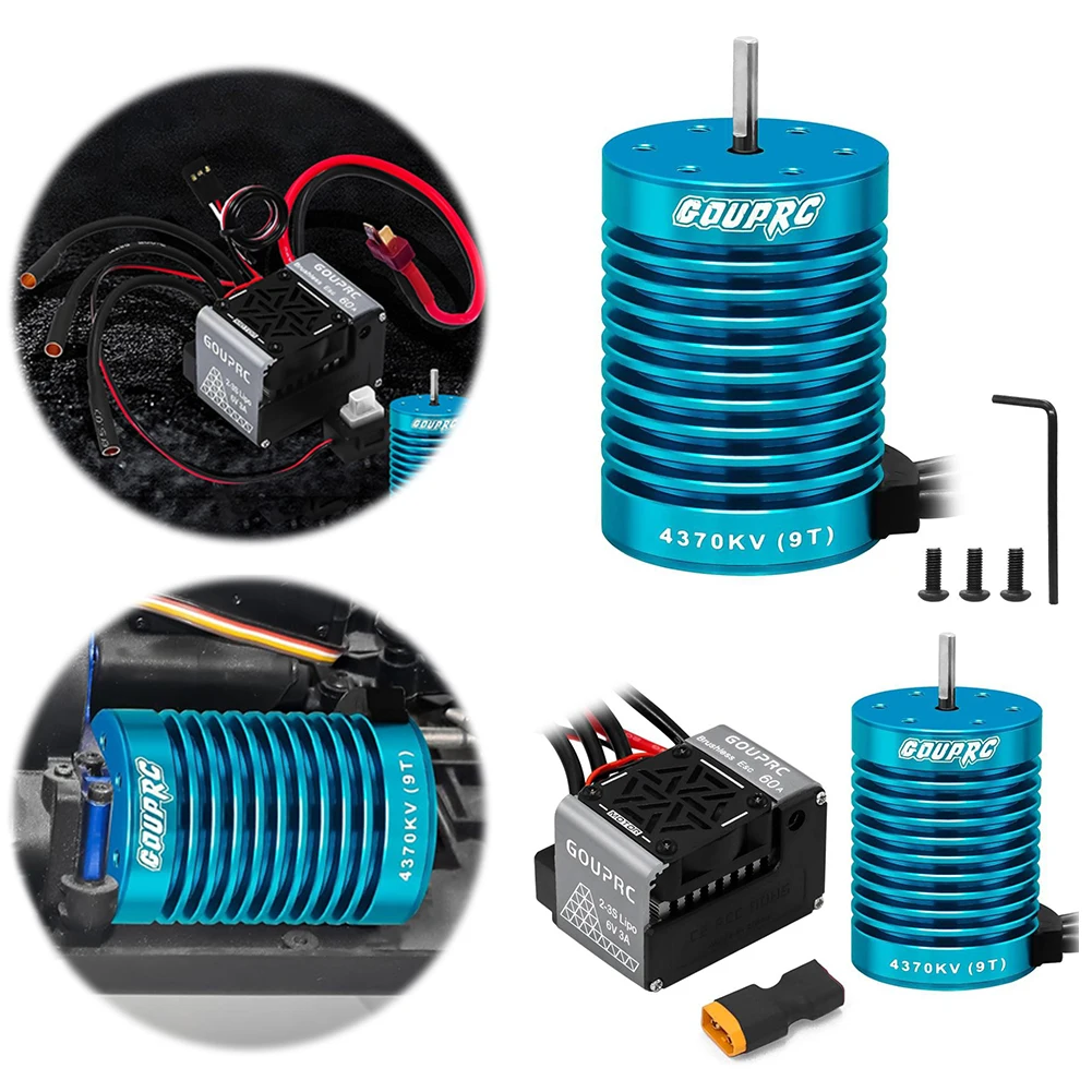 Moteur RC sans balais 4370KV + ESC 60A pour voiture 1/10