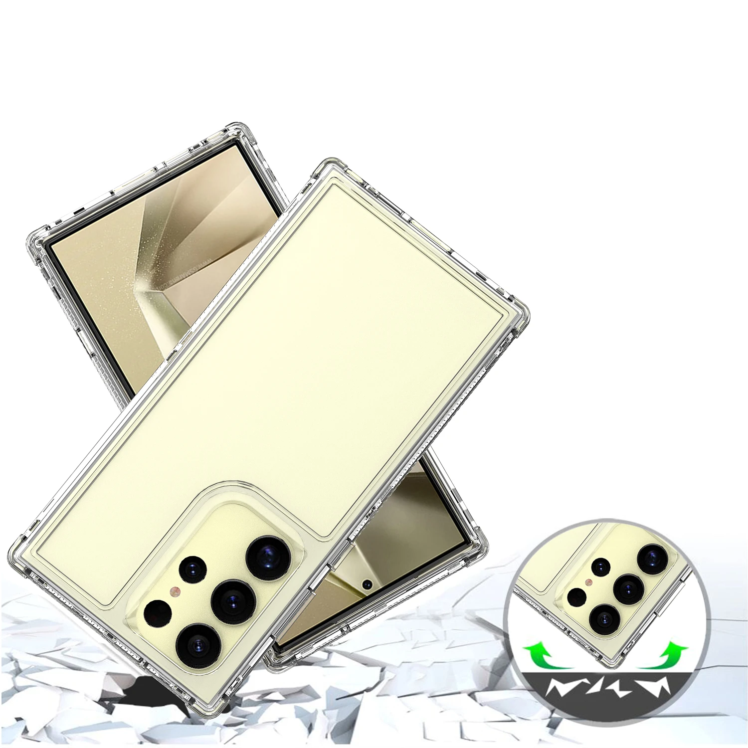 Versatile 3-in-1 Shockproof Armor Phone Case with Transparent Acrylic Back