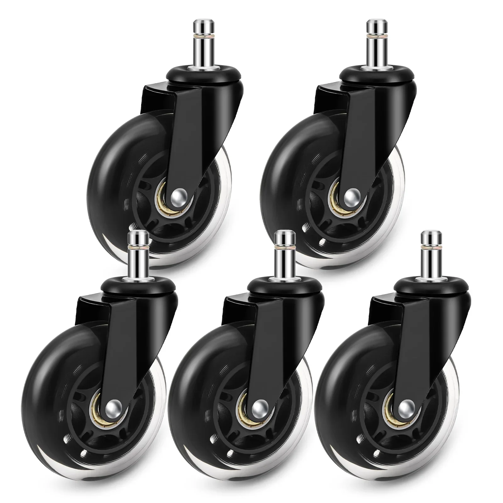3-inch black plug-in casters furniture computer chair wheels 5PCS Office Chair Caster Universal Mute Chair Caster wheels roll