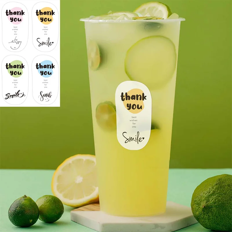 

100pcs-25sheets Thank You Stickers Cute Labels For Drink Cup Small Business Gift Packing Wrapping Decration