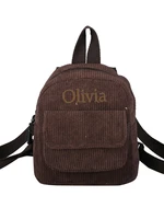 Personalized Corduroy Bag with Name, Monochromatic Mini Backpack, Small Backpacks, Custom Name, Baby Gift 5