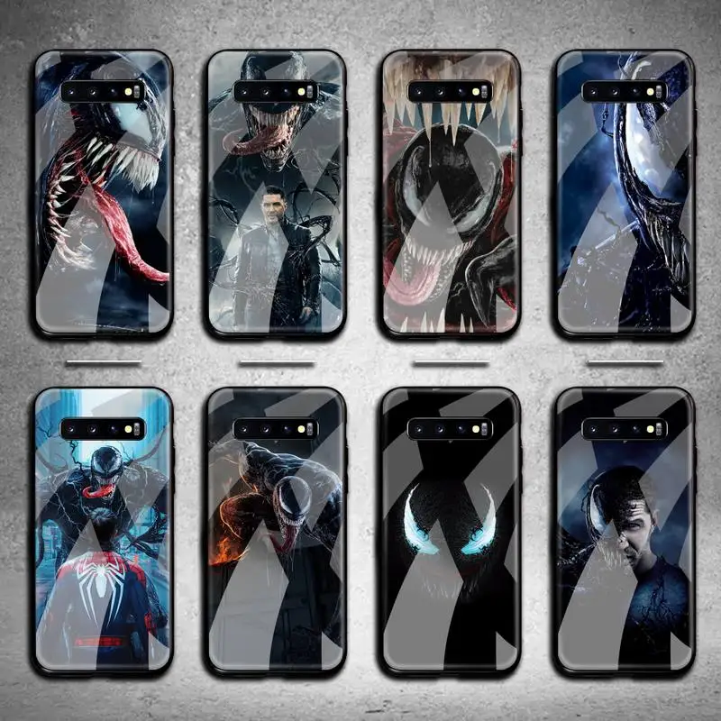 

Marvel Superhero venom Phone Case Tempered Glass For Samsung S20 Plus S7 S8 S9 S10 Note 8 9 10 Plus