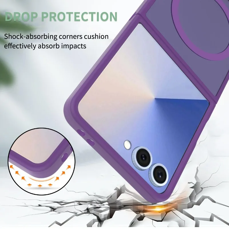 Luxury Slim Matte Translucent Case for Flip Phones - Magnetic Wireless Charging Compatible Armor Cover