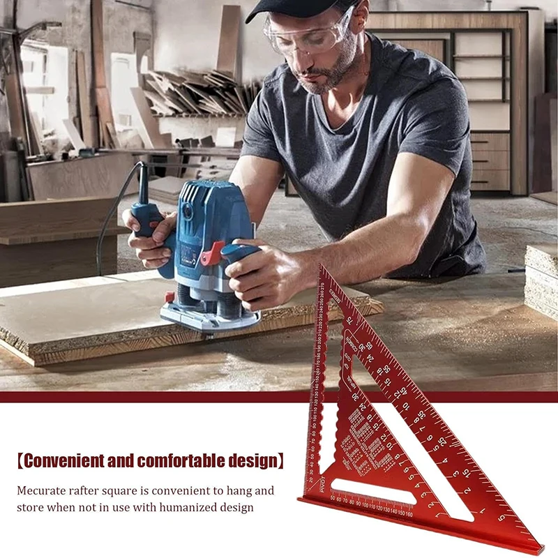 7/12-inch Metric/inch 2-in 1 Triangle Ruler Square Protractor, High-precision Aluminum Alloy Triangle Ruler Woodworking Tools