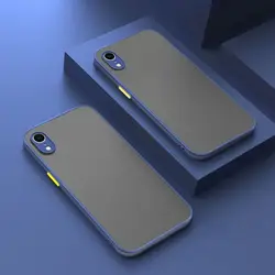 Enhanced Shockproof Armor Matte Silicone Bumper & Clear Hard PC Case - Durable, Stylish, Protective Cover for iPhone XR (Dark Blue)