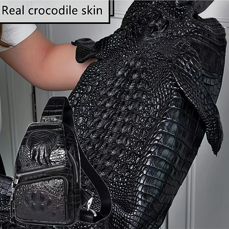 

Crocodile leather chest bag leather fashion trend young men's bag casual vertical men's one-shoulder cross-body bag