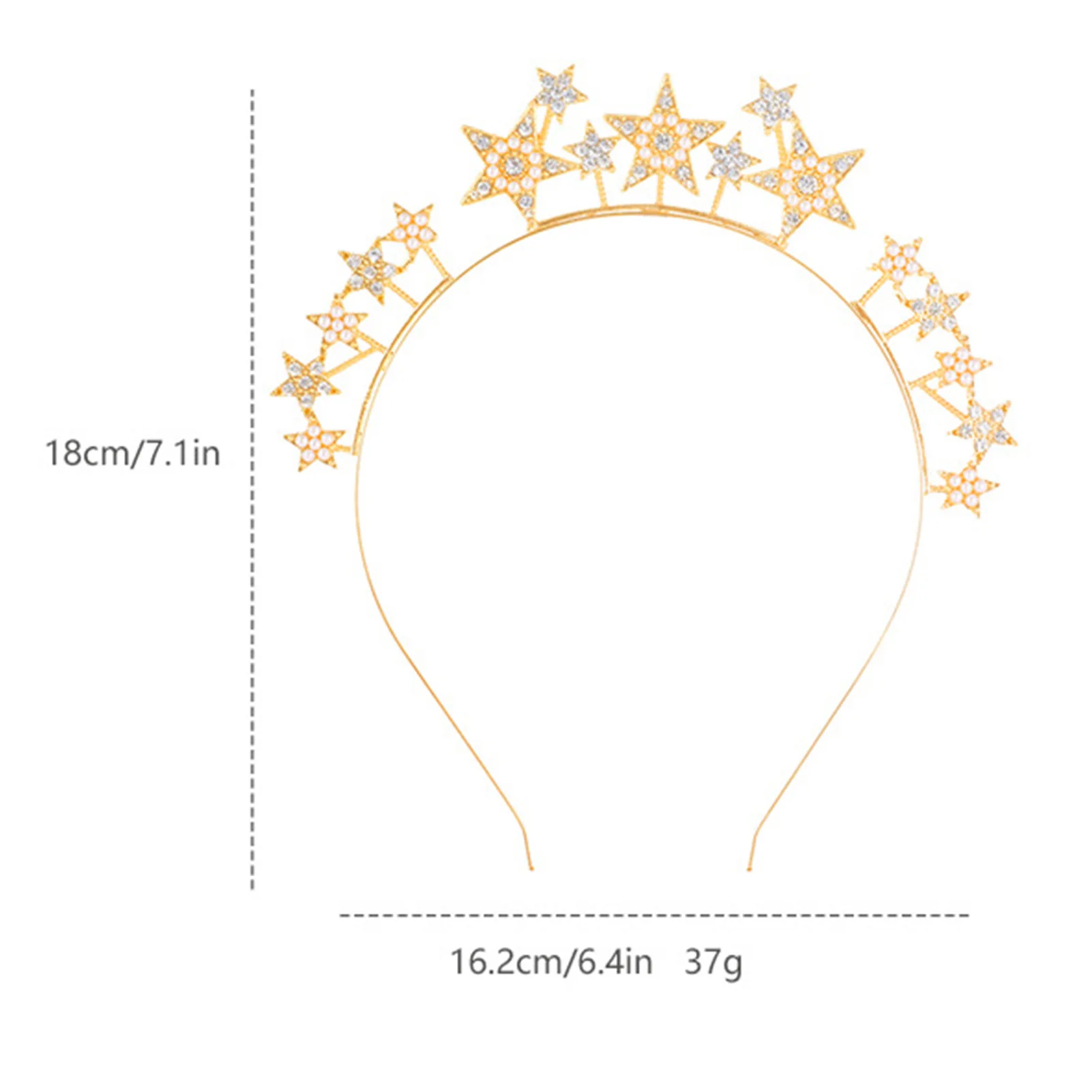 Handmade Rhinestone Star Alloy Headdress Handmade Hairband with Alloy Star for Banquet Wedding Dresses Skirts