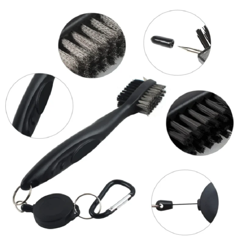 Golf Clean Tool Set Retractable Golf Club Brush and 2 Golf Club Groove Sharpener for U & V-Grooves Portable Golf Brush Tool Kits 4