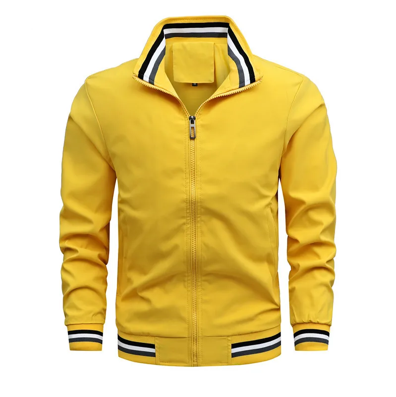 thumbnail image 1 of Chaqueta bomber informal de color liso a la moda para hombre, abrigo ajustado para hombre, nueva llegada, chaquetas de béisbol, chaqueta para hombre, ropa deportiva para primavera y otoño, 1 of 5