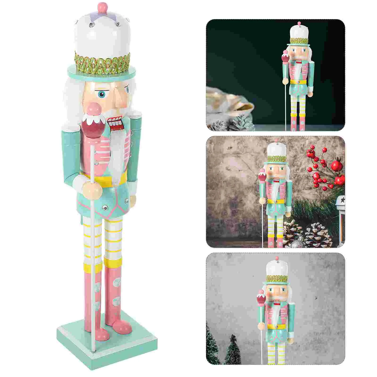 

Xmas Nutcracker Puppet Wooden Nutcracker Solider Figurine Christmas Nutcracker Figurine Table Decoration 38x8.5x7.5cm