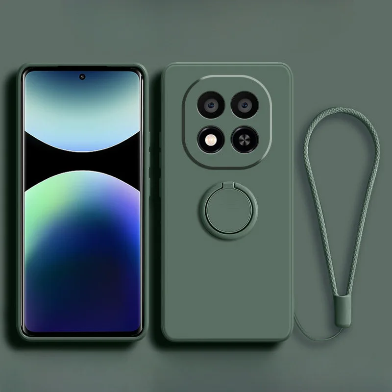 Magnetic Ring Liquid Silicone Phone Case - Sleek Protective Cover