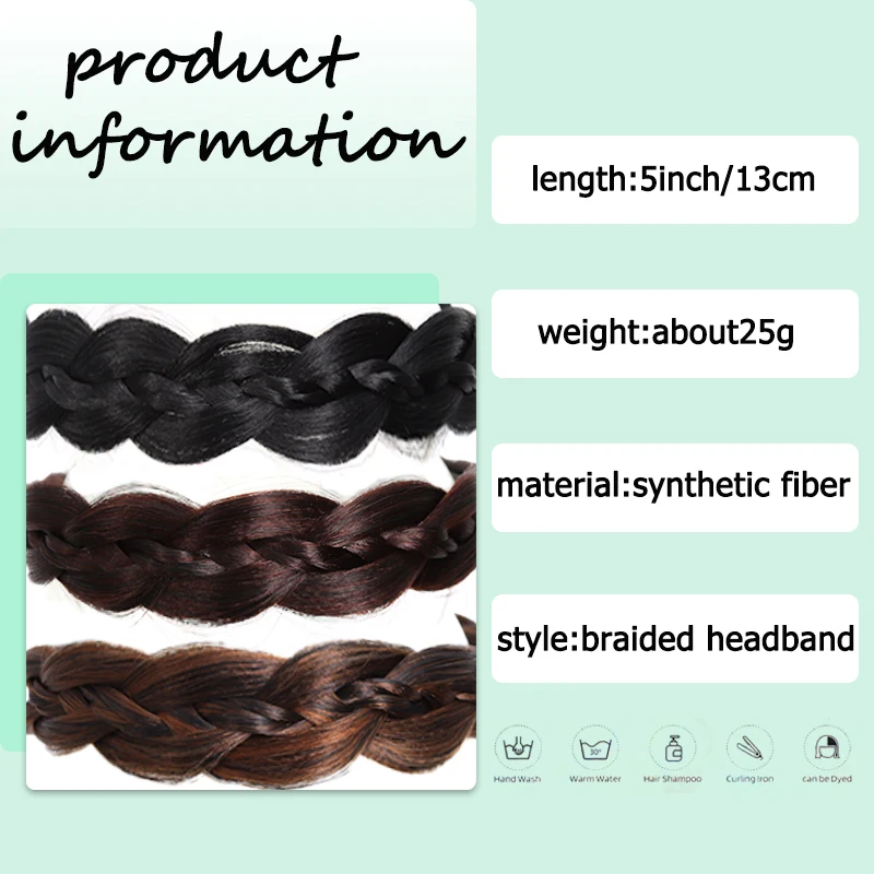 LUPU Synthetic Headmade Hairbands Retro Head Hoop Fishbone Braids Headband Wig Hair Accessories for Women Daily Use