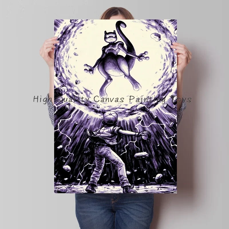 Japanese Manga Pokémon Mewtwo Wall Decoration Poster Canvas Art Mural Bedroom Decoration Children's Gift Painting on Canvas - 26