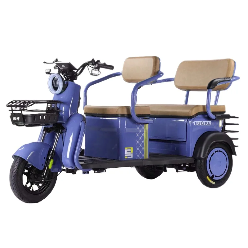 FULIKE 800W 3-Wheel Electric Tricycle Scooter CE Certified Steel Material 2 Seat Open Body Type Motorized Adults