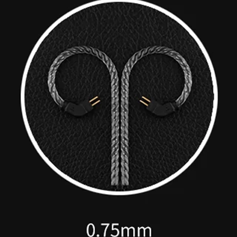 Original TRN Black Replacement Cable 0.75/0.78 Mm 2Pin Headphone Upgraded Cable 3.5mm Earphone Wire for TRN V10/V20/V60/V80