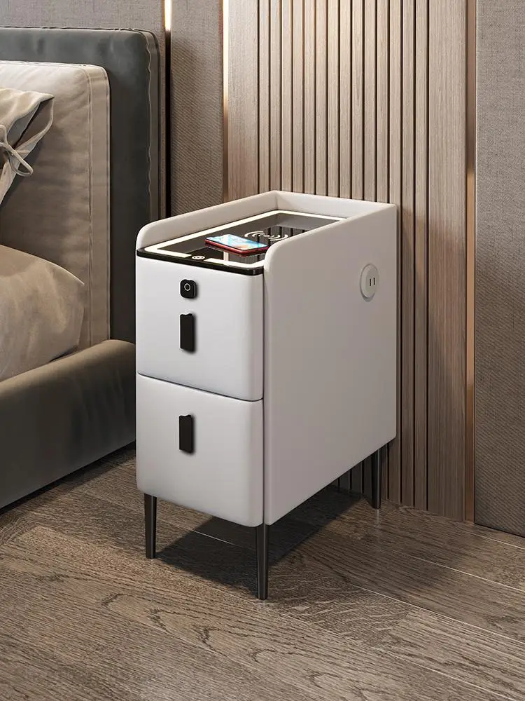 NarrowSmartBedsideTableSmallMultifunctionalSolidWoodSimpleLightLuxury30cmBedside
