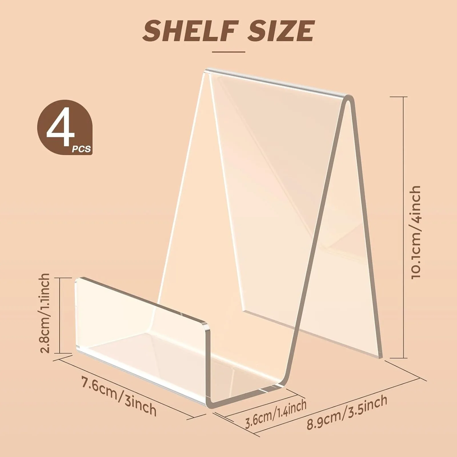 4pcs Transparent Display Stand Book For Shelf Desktop Bookshelf Acrylic Clear Storage Office Book Stand For Display 3