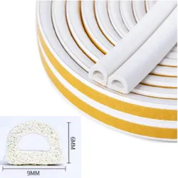 Self - Adhesive Rubber Weatherproof Soundproofing Seal Strip, 5m (WHITE)