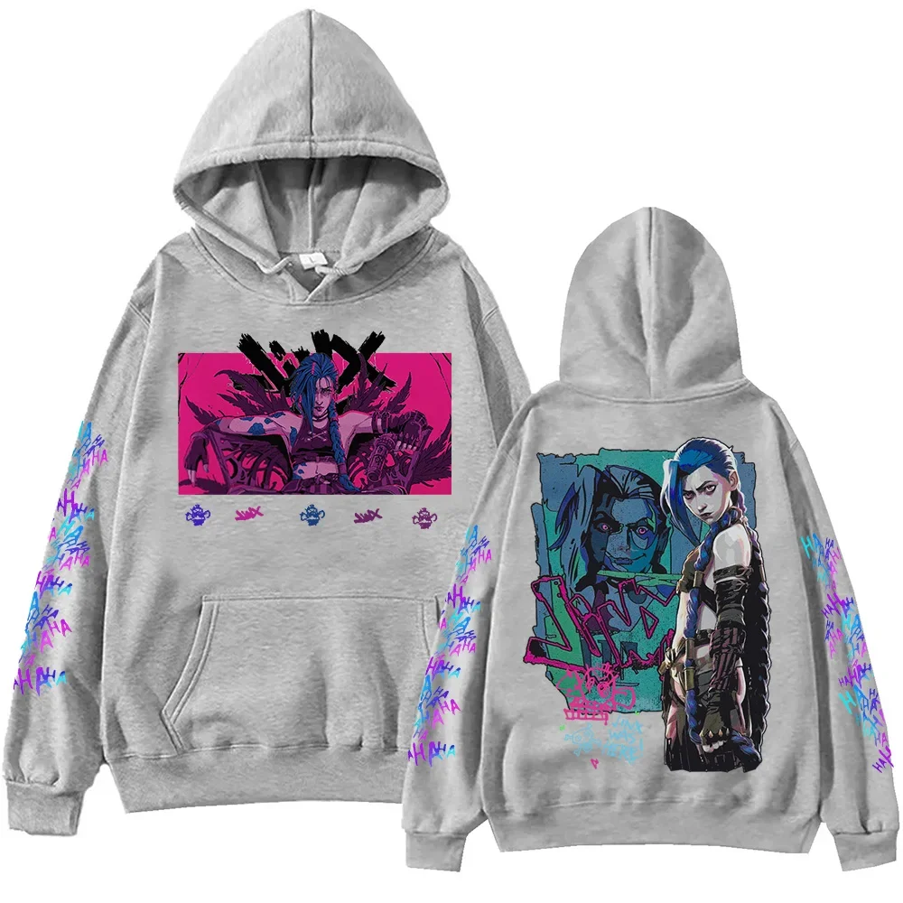Hot Anime Jinx-Arcane Hoodie Harajuku Hip Hop Pullover Tops Popular Music Sweatshirt Fans Gift 3