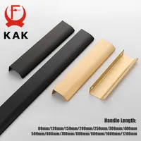 KAK สีดําซ่อนตู้จับอลูมิเนียมห้องครัวจับประตูตู้ดึงลิ้นชักยาวเฟอร์นิเจอร์ฮาร์ดแวร์ 4