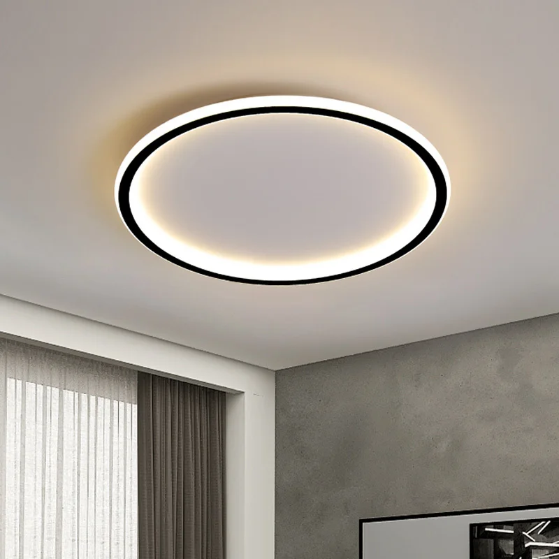 

Nordic Round Led Ceiling Lights for Living Room Bedroom Decor Fixtures Study Balcony Kitchen Black Surface Mounted Luces Dimming