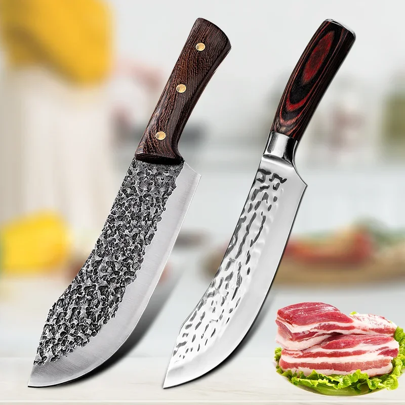 

7" Forged Stainless Steel Kitchen Chef Knife Meat Fish Vegetables Slicer Professional Butcher Cleaver Knife 58HRC