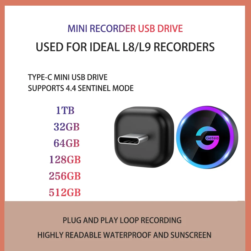 

CoolFish LiXiang 3.0 Flash Drive 64G128G256G512G1T Type C Flash Flash Memory Card USB For Lixiang L7/L8/L9 Flash Dash Cam Light