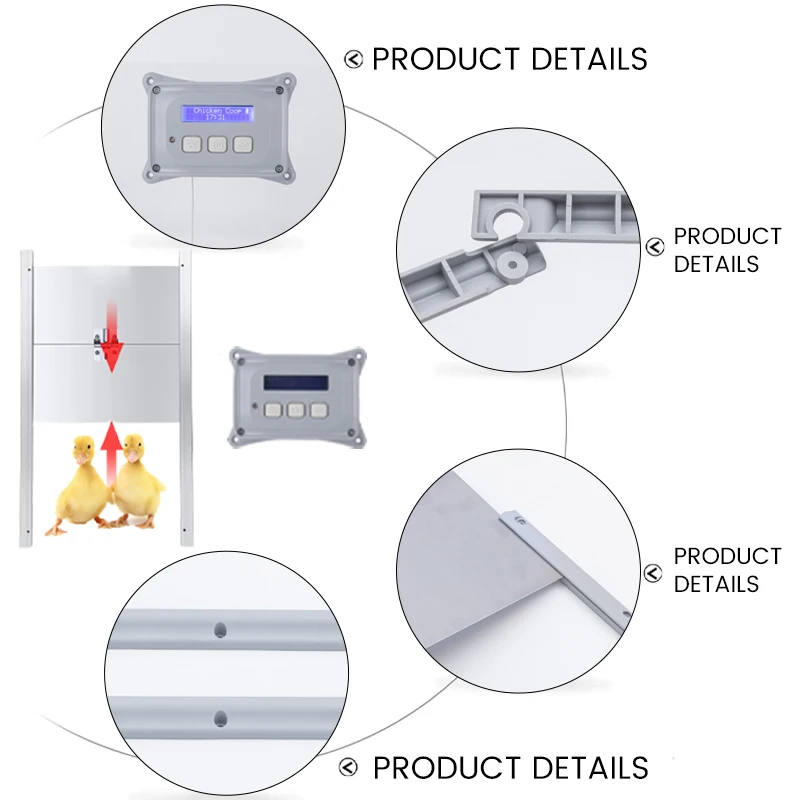 Puerta de Gallinero Automática Puertas de Gallinero de Aluminio de 16 M con  Pantalla LED Puerta de Gallinero Programable de 3 Modos para Pollo Pato  Ganso ANGGREK Otros