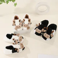 New winter neutral cartoon cow warm plush slippers for couples, indoor anti slip home slippers for men and women, home cotton sh - Image 6