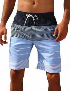 Pantaloncini da spiaggia a righe Pantaloncini da bagno moda uomo Pantaloncini da surf Tronco Palestra Pantaloni fitness Slip da uomo Costume da bagno Abbigliamento da spiaggia per bambini Ragazzo corto 1